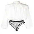 Kiki de Montparnasse silk and lace crossover bodysuit - White