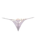 Kiki de Montparnasse floral-lace stretch-silk thong - Purple