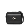 Calvin Klein logo-plaque faux leather crossbody bag - Black