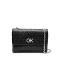 Calvin Klein logo-debossed faux leather shoulder bag - Black