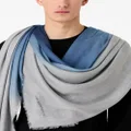 Emporio Armani gradient-effect frayed scarf - Blue
