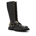 Moschino logo-plaque leather boots - Black