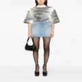 Alessandra Rich studded frayed denim miniskirt - Blue