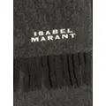 ISABEL MARANT logo-embroidered fringed scarf - Grey