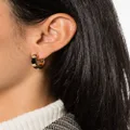 Tory Burch Miller logo-stud enamelled hoop earrings - Black