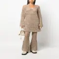 By Malene Birger crochet-knit flared trousers - Brown
