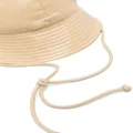 Nanushka logo-embroidered faux-leather bucket hat - Neutrals
