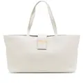 TOM FORD logo-plaque leather tote bag - White