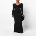 Blumarine V-neck Bardot-sleeves dress - Black