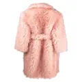 Rodebjer tied-waist faux-shearling coat - Pink