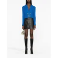 Balmain double-breasted cropped tweed jacket - Blue