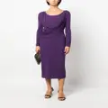 Alberta Ferretti round-neck draped midi dress - Purple