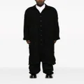 Yohji Yamamoto spread-collar crease-effect coat - Black