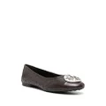 Tory Burch Double T-plaque leather ballerina shoes - Brown