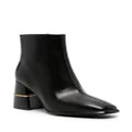 Tory Burch 80mm Double T-detail leather ankle boots - Black