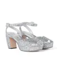Miu Miu glitter-detailed block-heel sandals - Silver