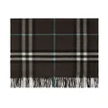 Burberry checked fringed-edge cashmere scarf - Brown