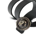 Just Cavalli Tiger Head-buckle leather belt - Black