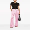 Blumarine satin-panel wide-leg trousers - Pink