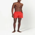 Balmain metallic-logo swim shorts - Red