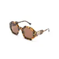 Nanushka hexagonal-frame logo-plaque sunglasses - Brown