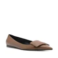 Sergio Rossi SR1 pointed-toe leather ballerina shoes - Brown