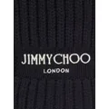 Jimmy Choo logo-embroidered chunky-knit scarf - Black