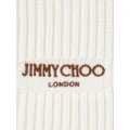 Jimmy Choo logo-embroidered chunky-knit scarf - White