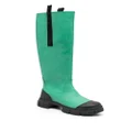 GANNI contrast-trim knee-high boots - Green