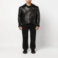 Philipp Plein logo-debossed leather jacket - Black