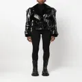 Philipp Plein shearling-collar patent-leather jacket - Black