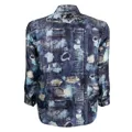 John Richmond Kaarin denim-pattern long-sleeve shirt - Blue