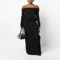 Blumarine floral-appliqué off-shoulder dress - Black