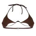Mugler logo-plaque halterneck bikini top - Brown
