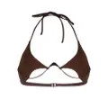 Mugler logo-plaque halterneck bikini top - Brown