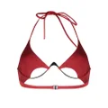 Mugler logo-plaque halterneck bikini top - Red