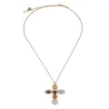 Dolce & Gabbana 18kt yellow gold gemstone cross pendant necklace