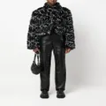 John Richmond abstract-print faux-fur coat - Black