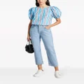 GANNI stripe-print organic cotton blouse - Blue