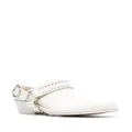Buttero braided-strap leather mules - White