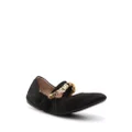 Moschino logo-lettering satin ballerina shoes - Black