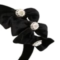 Patachou faux-pearl embellished bow velvet headband - Black