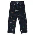 Kenzo Kids embroidered-motif denim trousers - Blue