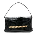 Victoria Beckham Classic Chain embossed-crocodile clutch bag - Black