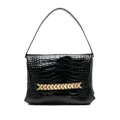 Victoria Beckham Classic Chain embossed-crocodile clutch bag - Black