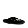 Simone Rocha embellished faux-fur slippers - Black