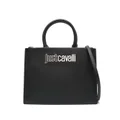 Just Cavalli logo-lettering faux-leather tote bag - Black