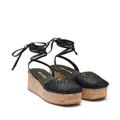 Prada raffia wedge sandals - Black