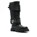 Philipp Plein logo-plaque 50mm leather knee-high boots - Black
