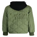 CHOCOOLATE logo-patch quilted hooded jacket - Green